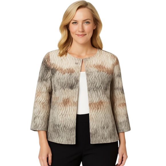 Chico's Size 0 (X-Small) Travelers Multi-Colored Jacket Open Front 3/4 Sleeves - Picture 1 of 13